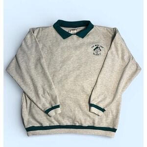 Vintage 90's XEROX CPID Sweatshirt XL Gray Green Trim Preppy Made in USA Retro